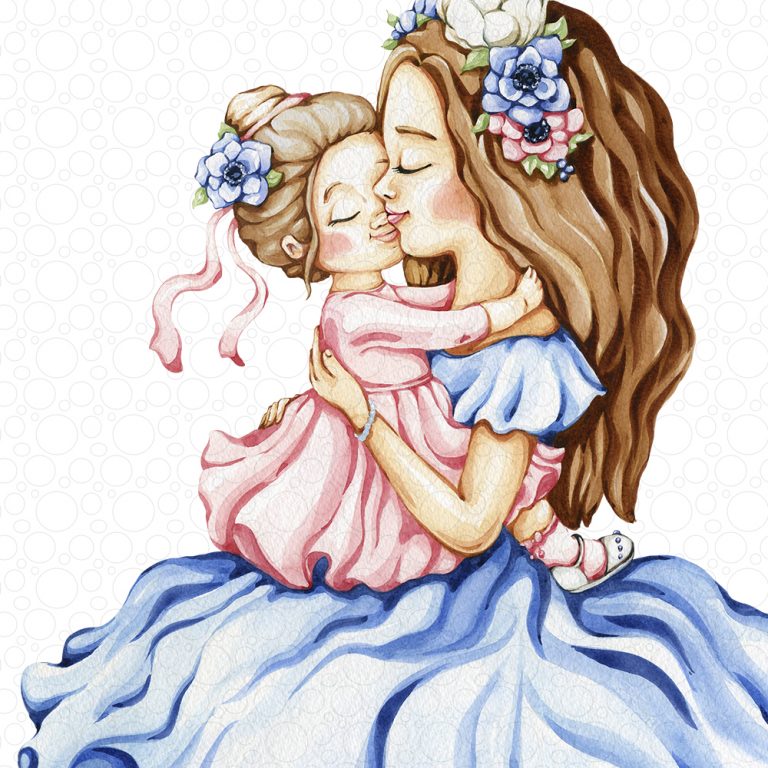 Мама с дочкой иллюстрации — Liliya Shinkarenko