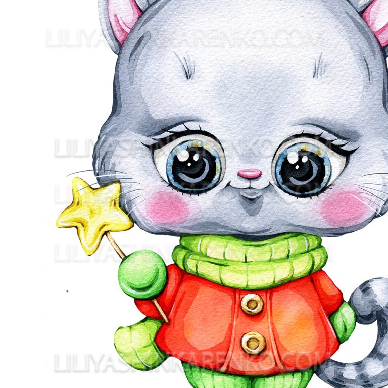 Котики новогодние иллюстрации — Liliya Shinkarenko