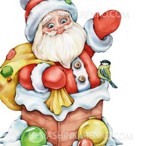 Дед Мороз с мешком иллюстрация